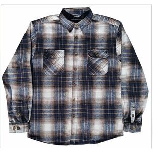 Molokai Plaid Flannel Shirt Men's L Navy Brown Heavyweight Button Up NWT